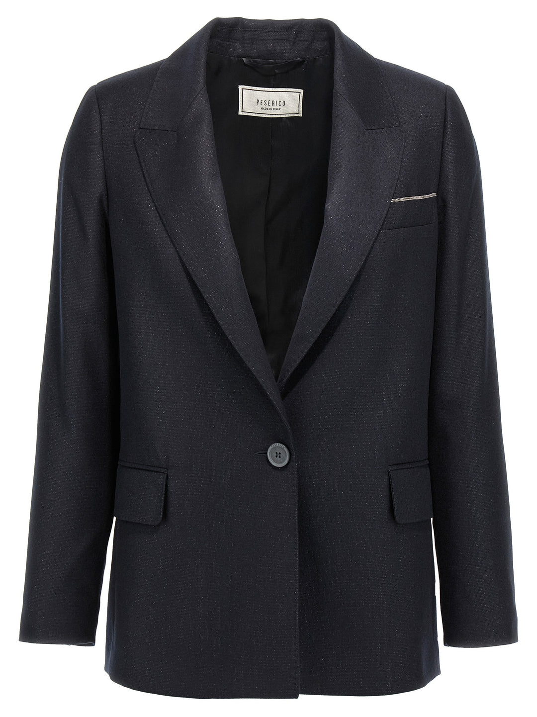 Peserico Lurex Single-Breasted Blazer BlazerS - Blue | 86153a8fe4f3c54c0c6163cac12b071d11d780e0