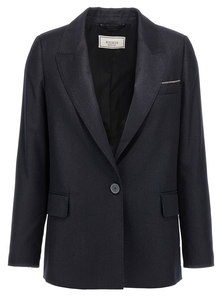 Peserico Lurex Single-Breasted Blazer BlazerS - Blue | 86153a8fe4f3c54c0c6163cac12b071d11d780e0