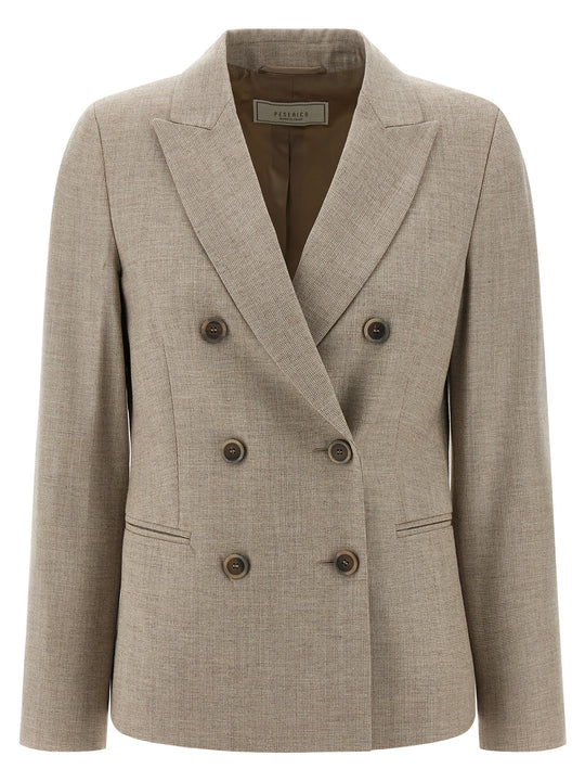 Double-Breasted Blazer Blazers Beige