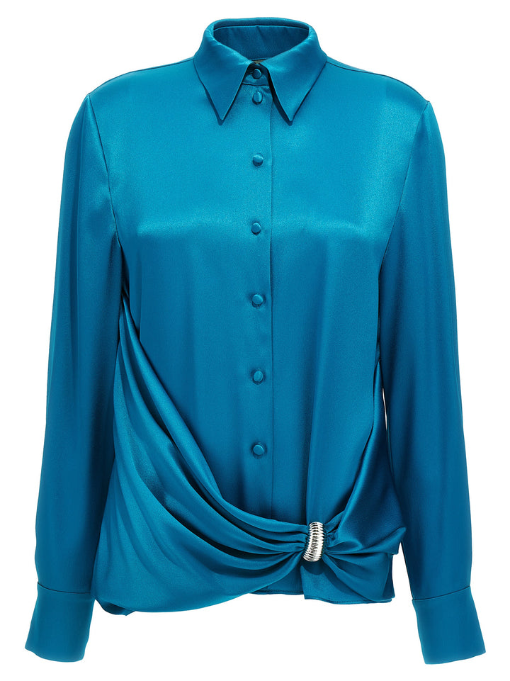 Draped Shirt Shirt, Blouse Blue