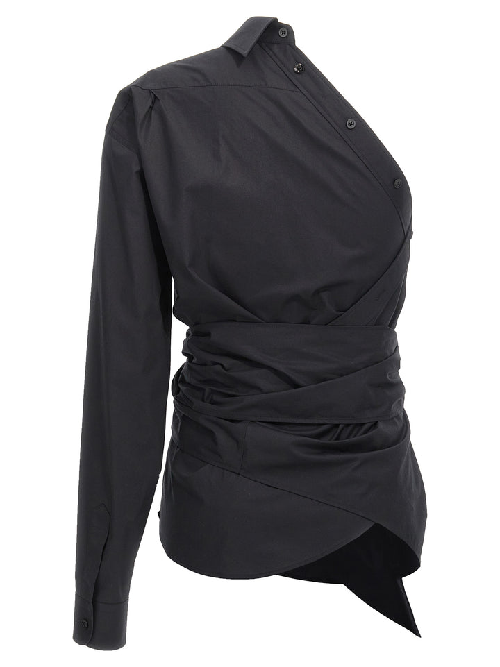 One-Shoulder Shirt Shirt And Blouse Black