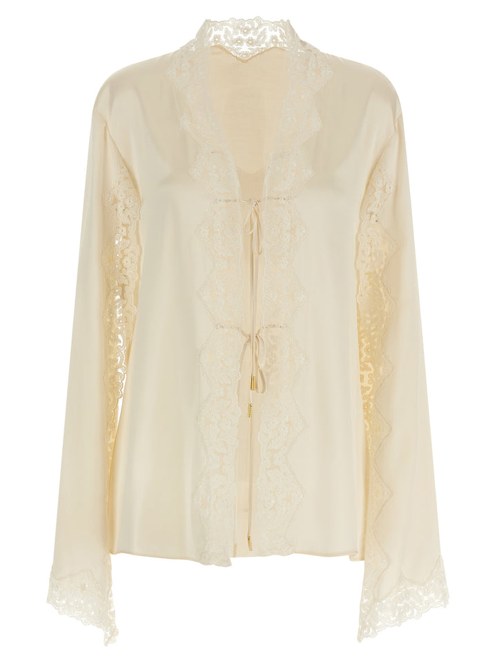 Alberta Ferretti Satin And Lace Shirt Shirt and Blouse - Beige | d8675f919b05a0c05193c94c0b18060a2a0e200c