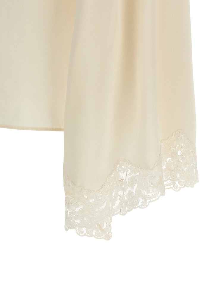 Alberta Ferretti Satin And Lace Shirt Shirt and Blouse - Beige | f85105f91ef0725fb4a48aaed008dc707809f543