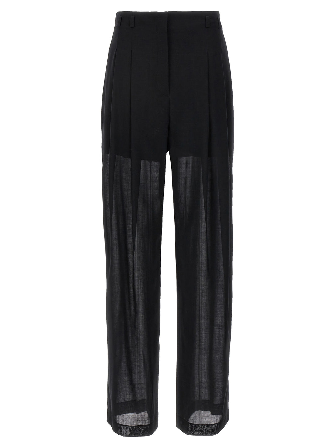 Semi-Sheer Trousers Pants Black