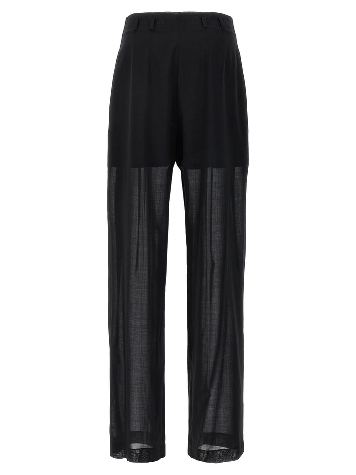 Semi-Sheer Trousers Pants Black