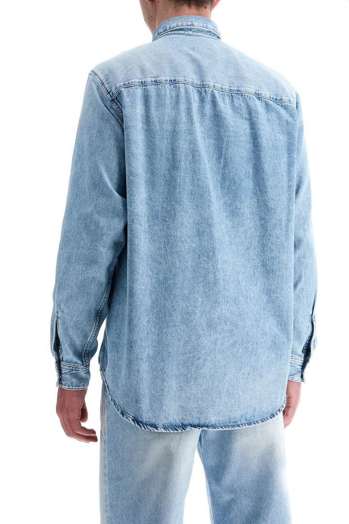 Light Blue Denim Shirt With Logo On Chest