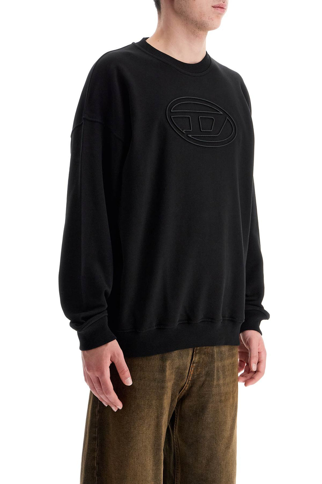 Black Cotton Sweatshirt With Embroidered S Mart Bigoval Logo