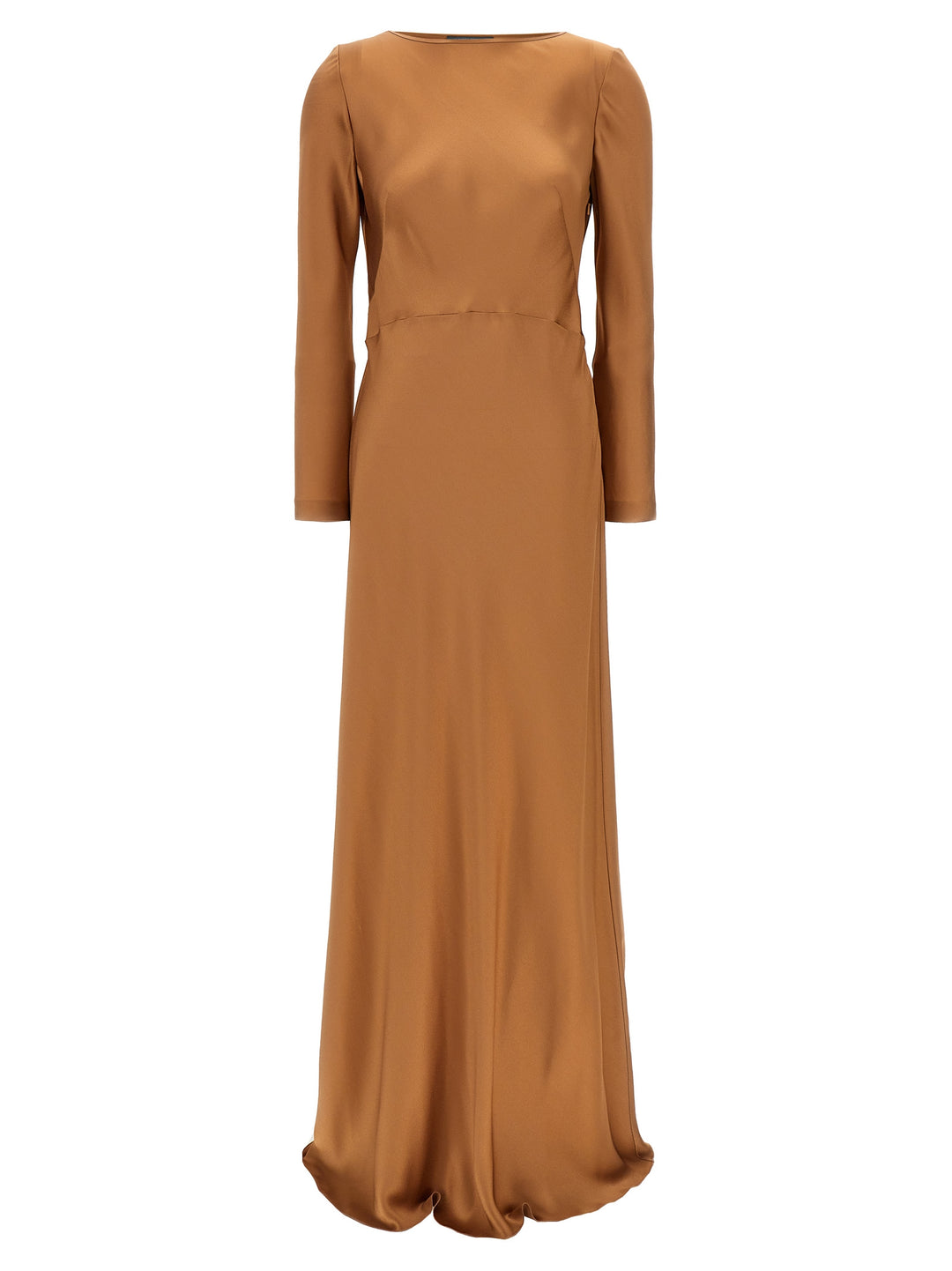 Long Satin Dress Dresses Beige