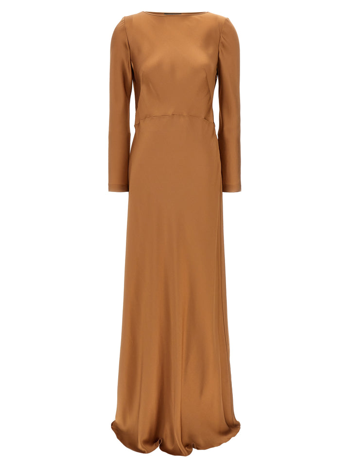 Long Satin Dress Dresses Beige