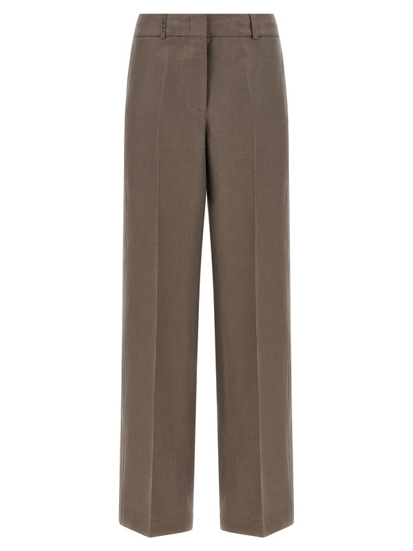 Linen Trousers Pants Brown