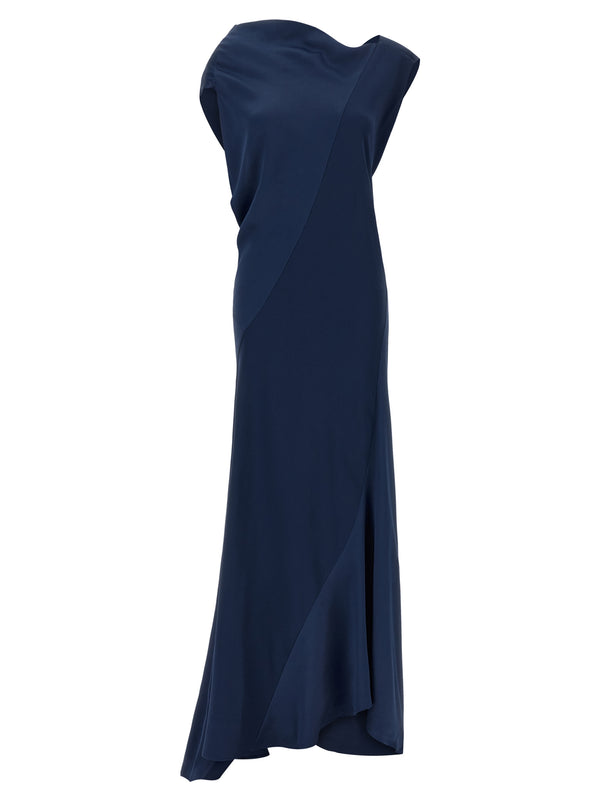 Draped Asymmetrical Dress Dresses Blue