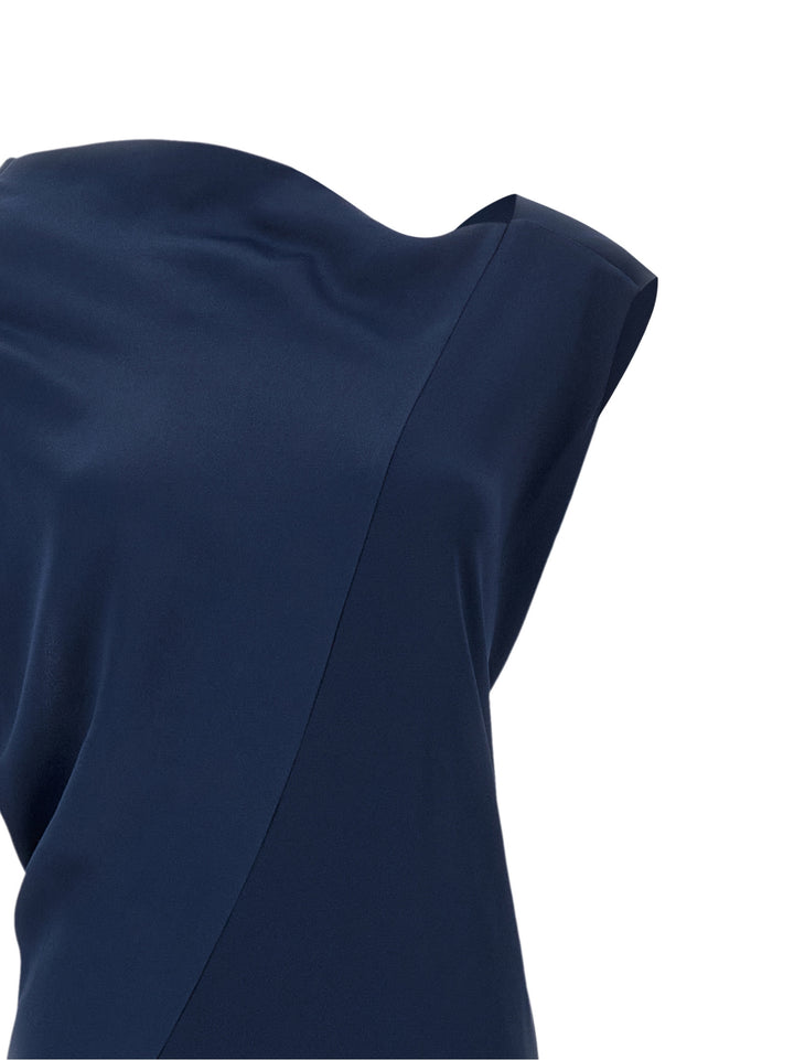 Alberta Ferretti Draped Asymmetrical Dress Dresses - Blue | d43dbad33fdf964a4929752625d0b9a0a27007b1