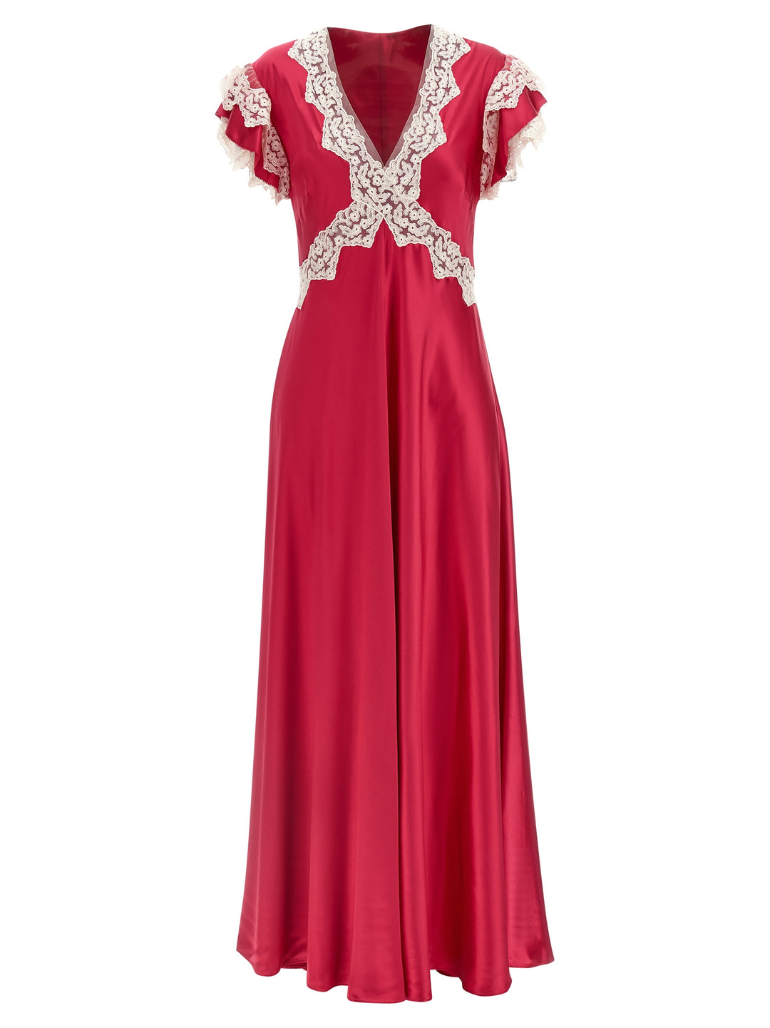 Alberta Ferretti Satin And Lace Dress Dresses - Fuchsia | 62c9b996991328f4ea99cf913e0974b549cf6fc1