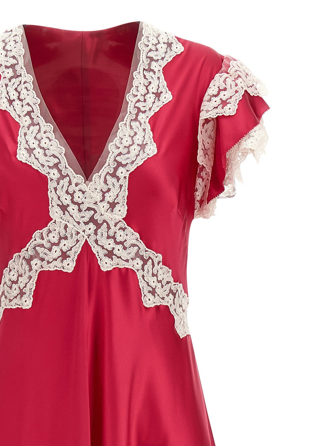 Alberta Ferretti Satin And Lace Dress Dresses - Fuchsia | e5768cd992d26d52209ba52755a7f1f8ba520ed0