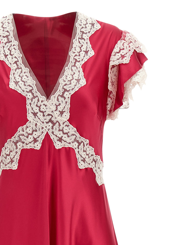Alberta Ferretti Satin And Lace Dress Dresses - Fuchsia | e5768cd992d26d52209ba52755a7f1f8ba520ed0