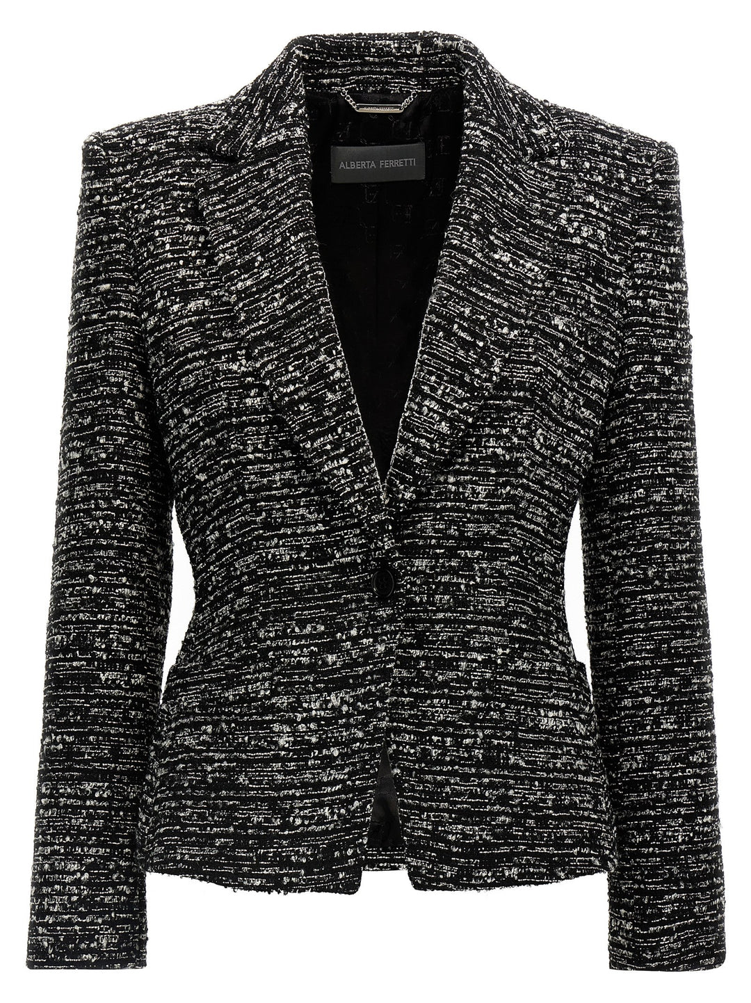 Boucle Single-Breasted Blazer Blazer And Suits White/Black