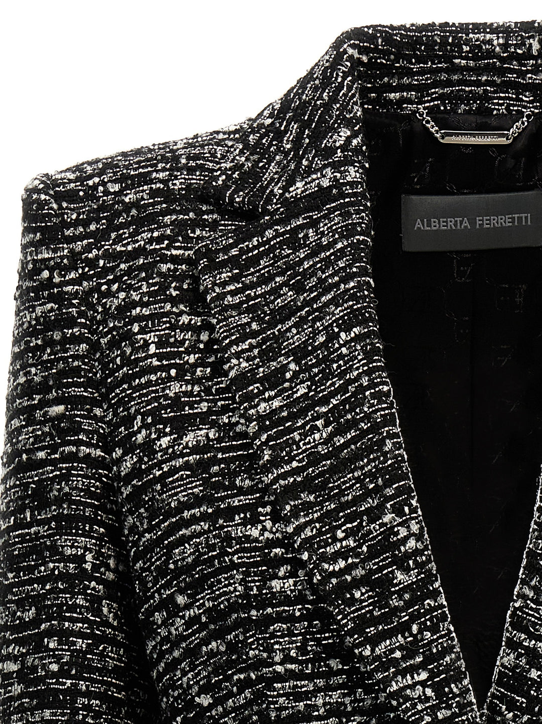 Boucle Single-Breasted Blazer Blazer And Suits White/Black