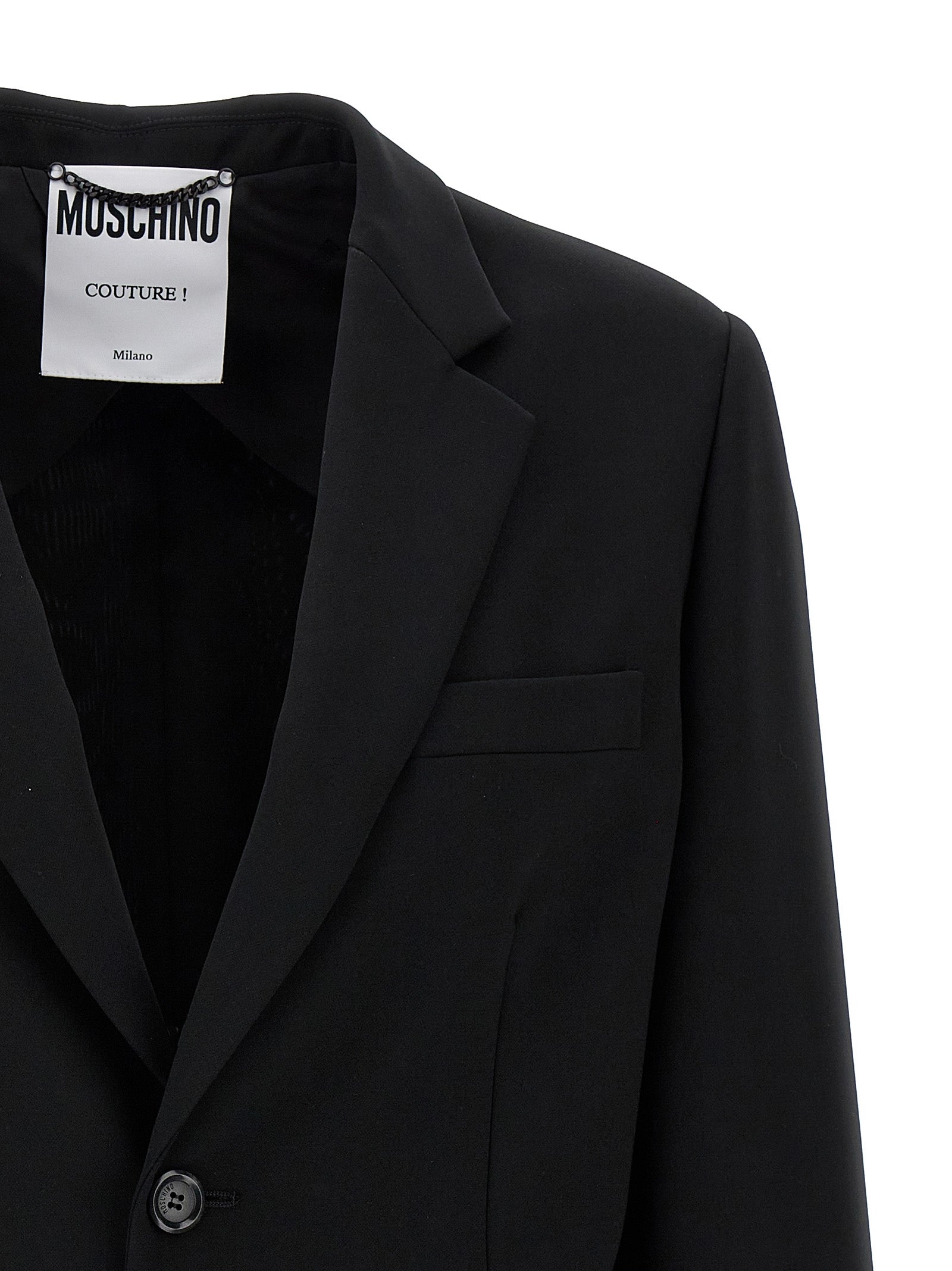 Moschino Single-Breasted Martingale Blazer Black - Wanan Luxury Moschino Single-Breasted Martingale Blazer Black - Wanan Luxury