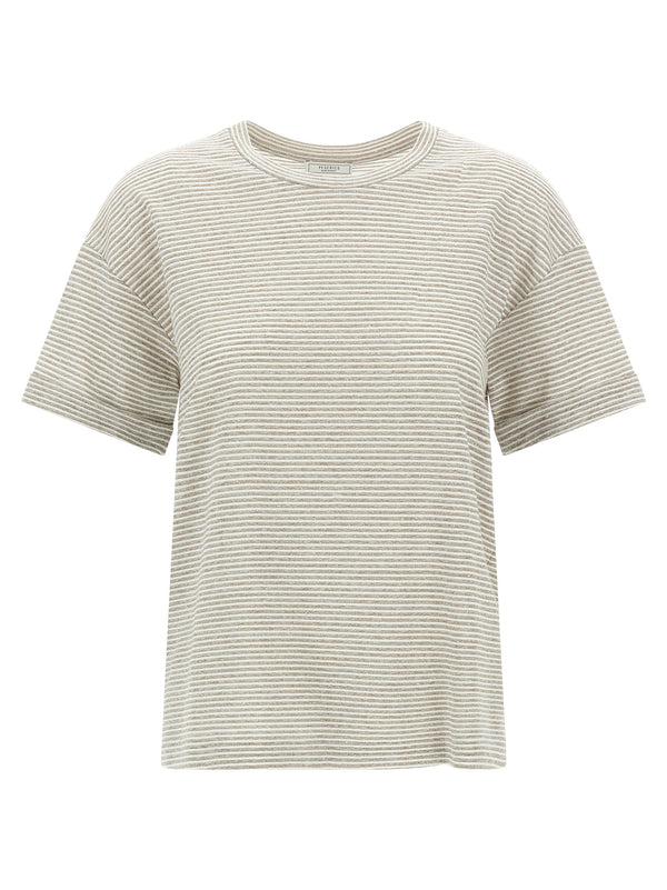 Lamé Stripes T-Shirt Beige