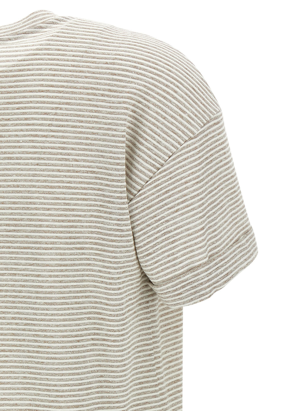Peserico Lamé Stripes T-shirt - Beige | 8e755f8cad1d596fda9e7acee3f3e2ee0721bb68
