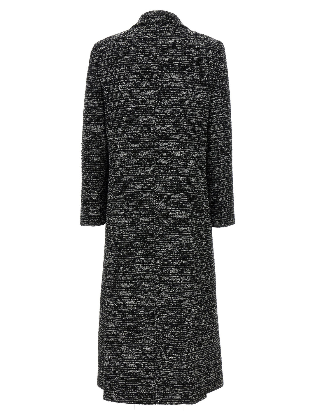 Long Bouclé Coat Coats, Trench Coats White/Black