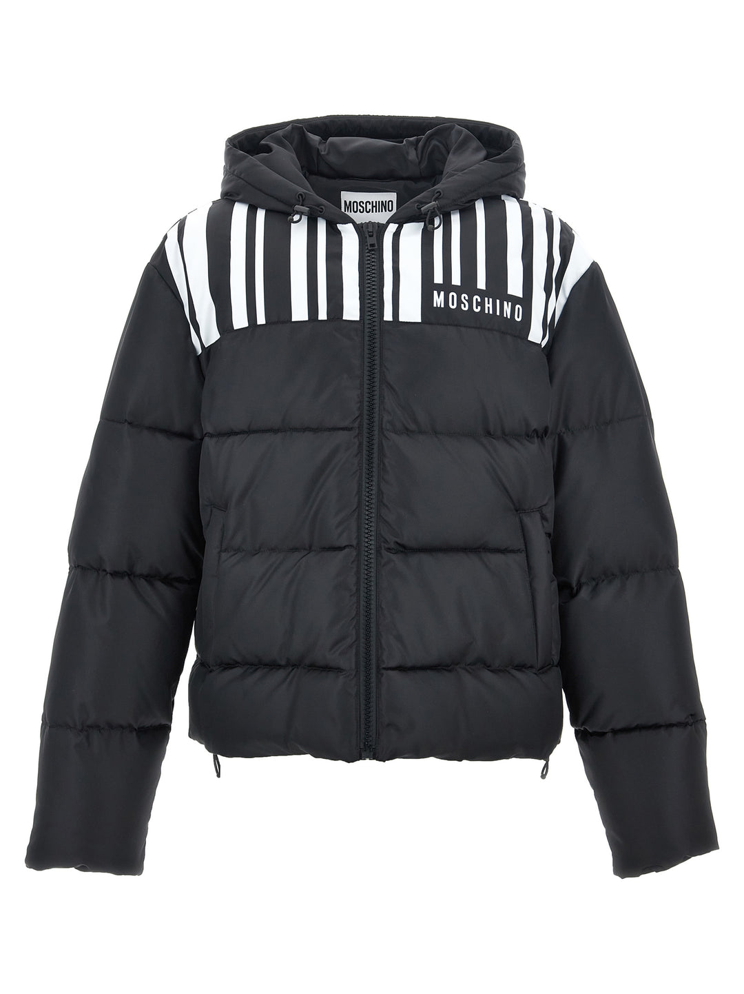 Contrast Print Down Jacket. Casual Jackets, Parka White/Black