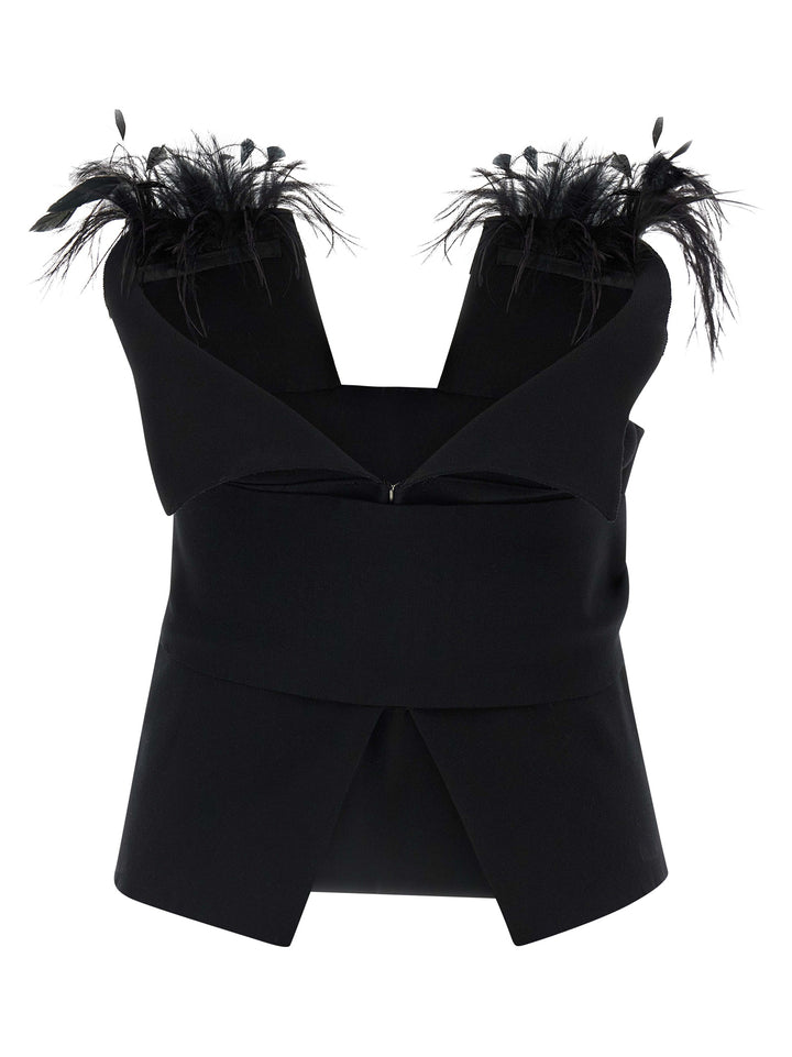 Alberta Ferretti Feather Top Tops - Black | 597bd035ace158b3e0f8808e4ae922bc3048a7b0
