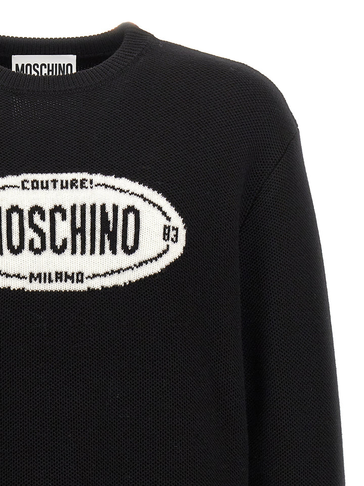 Logo Intarsia Sweater Sweater, Cardigans White/Black