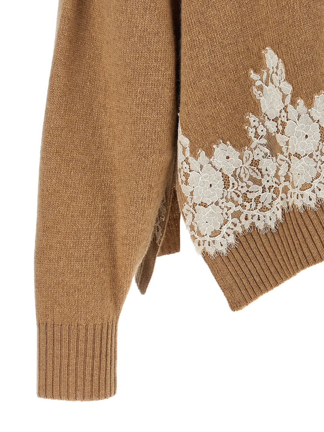 Alberta Ferretti Lace Insert Cardigan Sweaters and Cardigans - Brown | 8deb071b6d2163f6a837e693a4f106bab1c4e5e8