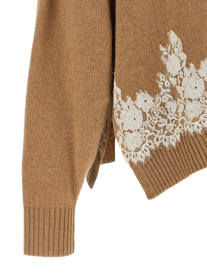 Alberta Ferretti Lace Insert Cardigan Sweaters and Cardigans - Brown | 8deb071b6d2163f6a837e693a4f106bab1c4e5e8