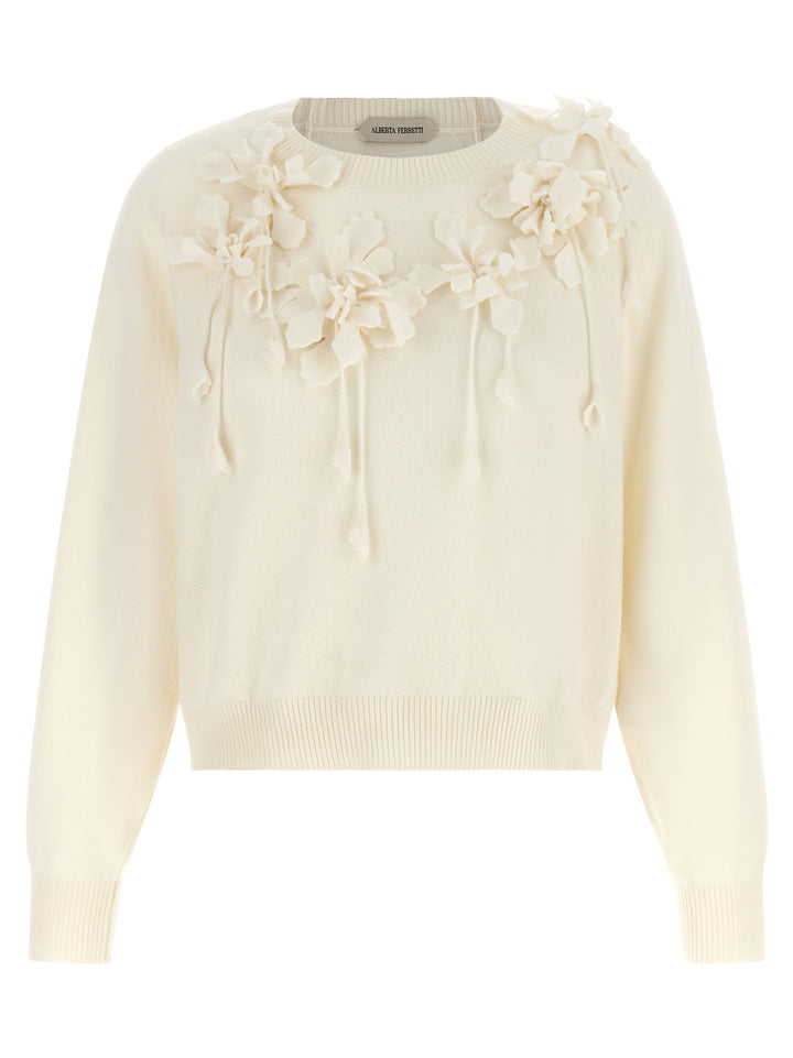 Alberta Ferretti Embroidered Flower Sweater Sweaters and Cardigans - White | f03c0ae8297a9a0ddb06f2919c552d0f59533726