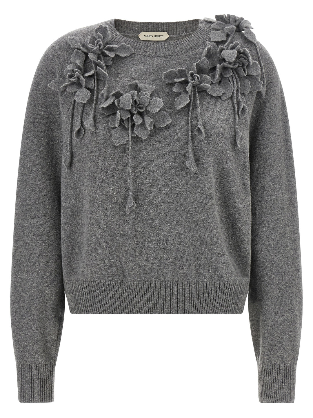 Alberta Ferretti Embroidered Flower Sweater Sweaters and Cardigans - Gray | b3ade028ca217549f1fd9f3b54792667d4f38f3f