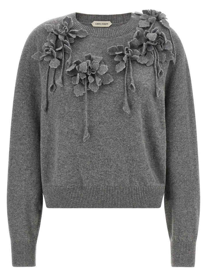 Alberta Ferretti Embroidered Flower Sweater Sweaters and Cardigans - Gray | b3ade028ca217549f1fd9f3b54792667d4f38f3f