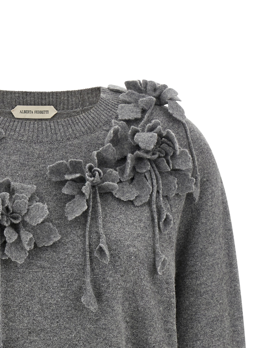 Alberta Ferretti Embroidered Flower Sweater Sweaters and Cardigans - Gray | 5f9cc5827aaaa21c8c2801ff0fc8e5b9bc06cbf1