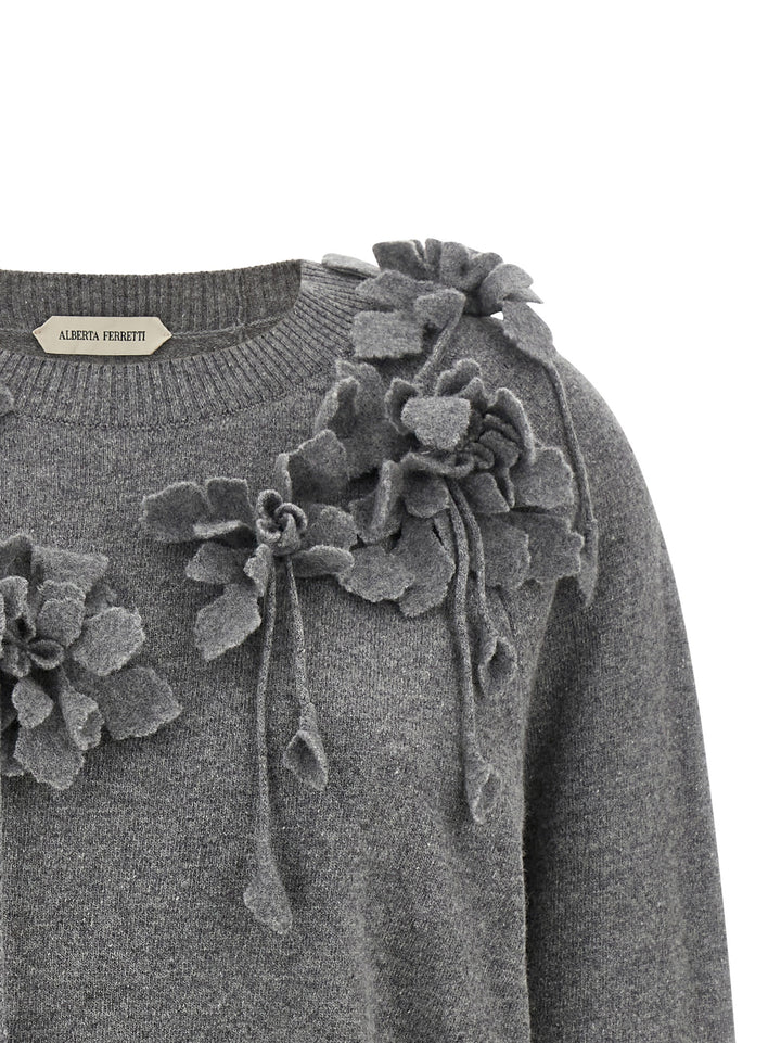 Alberta Ferretti Embroidered Flower Sweater Sweaters and Cardigans - Gray | 5f9cc5827aaaa21c8c2801ff0fc8e5b9bc06cbf1