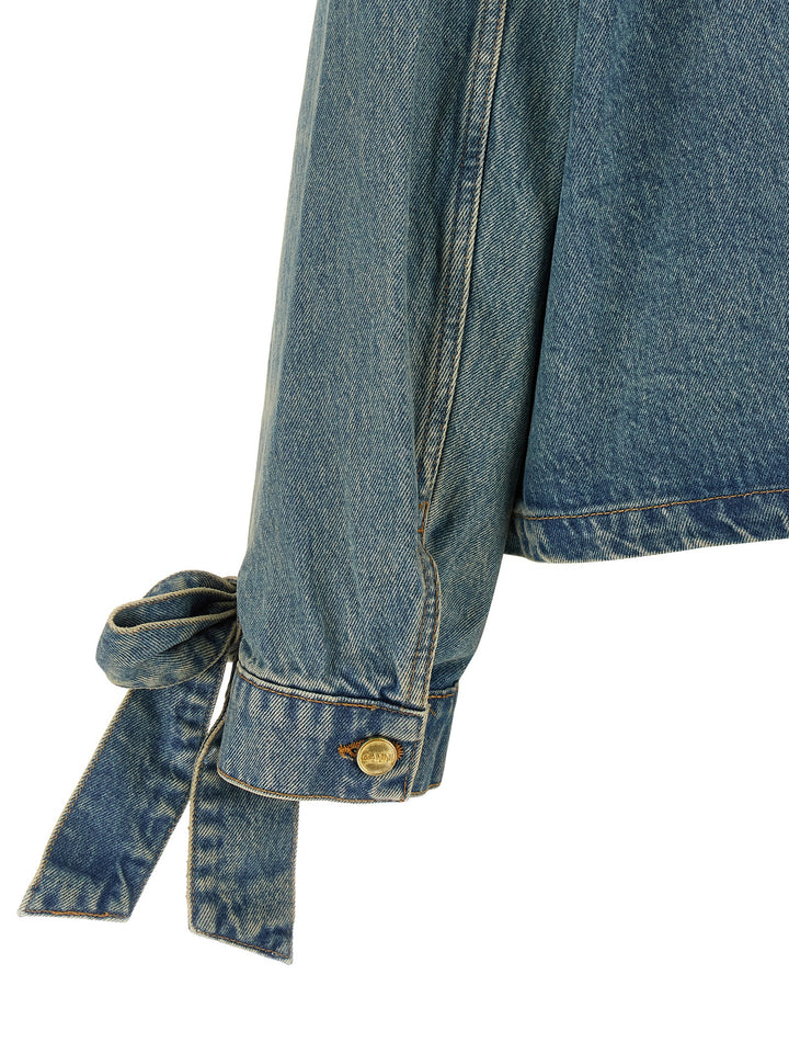 Ganni Light Rigid Denim Puffer Jackets - Blue | 0024c68320865944febd9a1d91ef8825e38dcb96