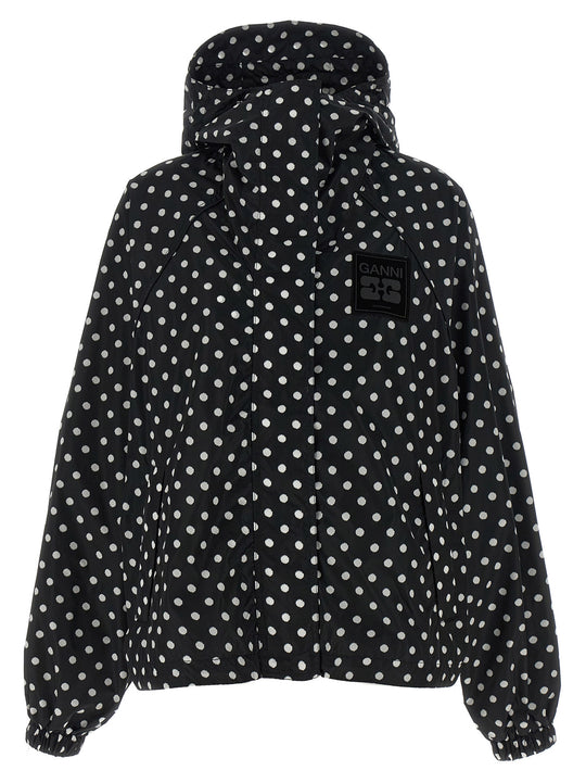 Polka Dot Anorak Puffer Jackets White/Black