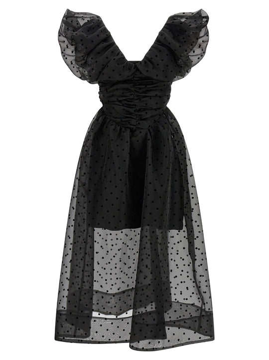 Black Organza Ruched Dresses Black