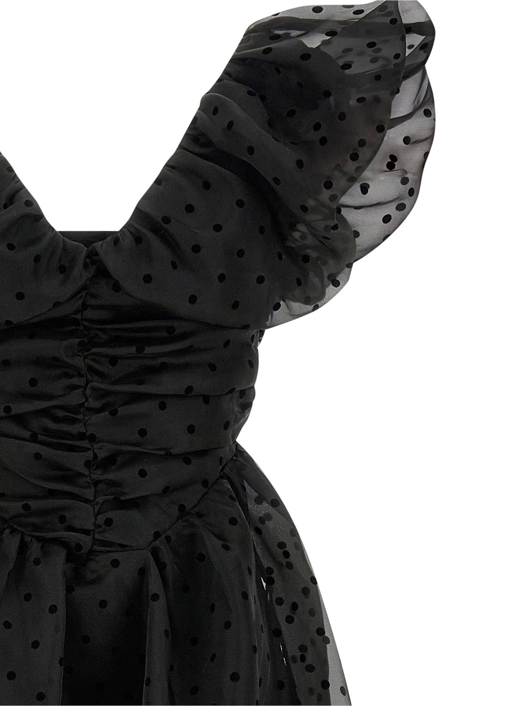 Ganni Black Organza Ruched Dresses - Black | 829ed21f2284f5031f52f84e18022339213d4c6c