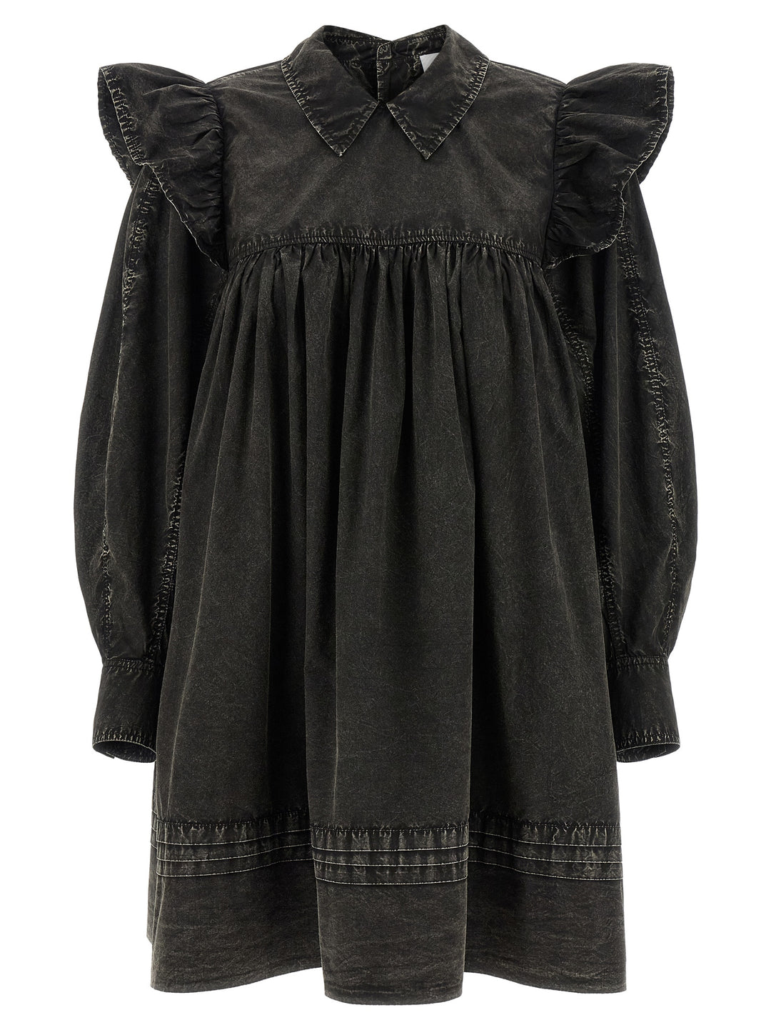 Ganni Black Washed Mini Shirt Dresses - Black | 598e2aa8c5a585ba9334a3af03873e0ef21ad1b3