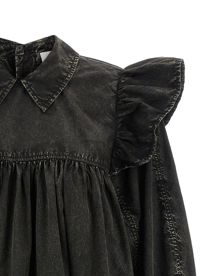 Ganni Black Washed Mini Shirt Dresses - Black | 9057df43be3ef53a13be11341397f5705603c7d9