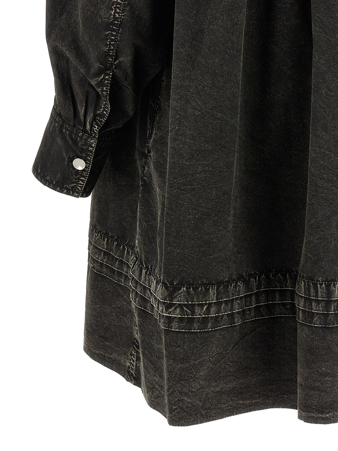 Ganni Black Washed Mini Shirt Dresses - Black | bde58f257258051f159db97fa524725ad6f9970d
