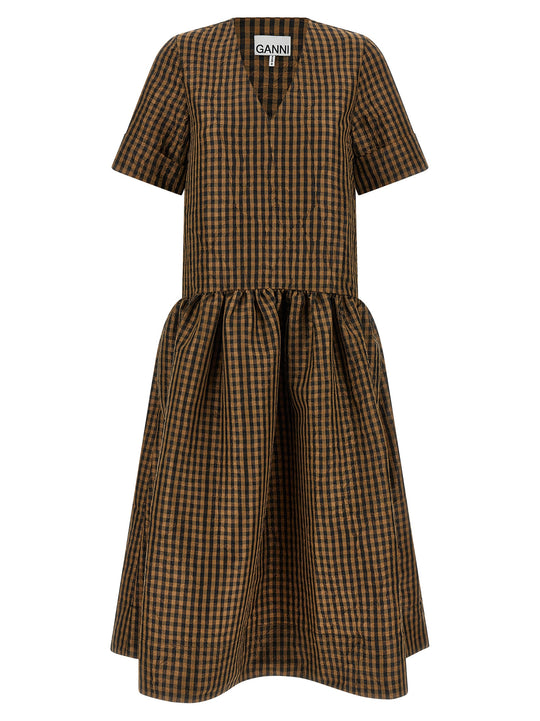 Taffetà Crinckled Dresses Brown