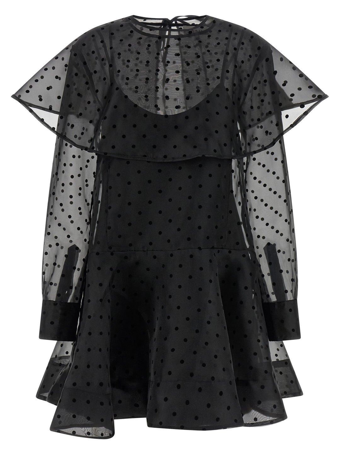 Ganni Black Organza Circle Collar Dresses Black