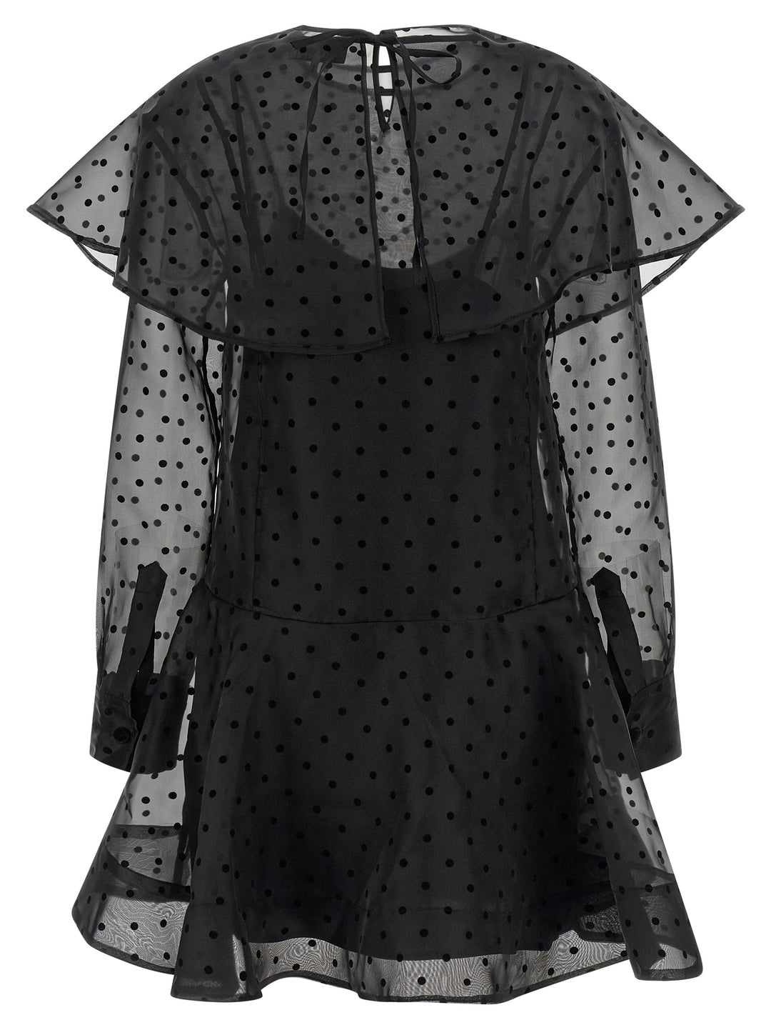 Ganni Black Organza Circle Collar Dresses Black