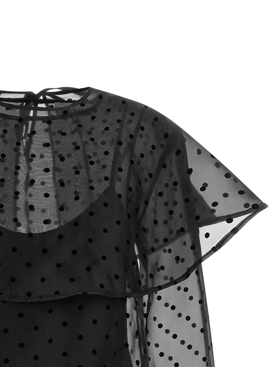 Ganni Black Organza Circle Collar Dresses - Black | 6009e684e3b9adf648c1154a8fc46a038d39d660