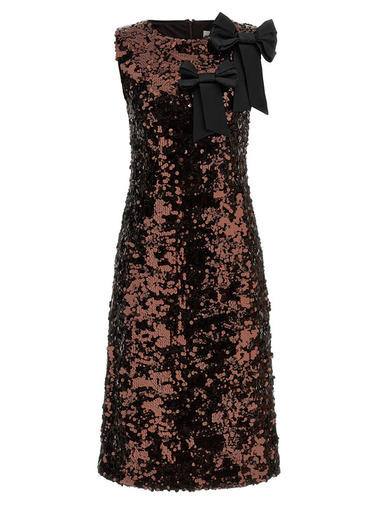 Velvet Sequins Straight Midi Dresses Brown