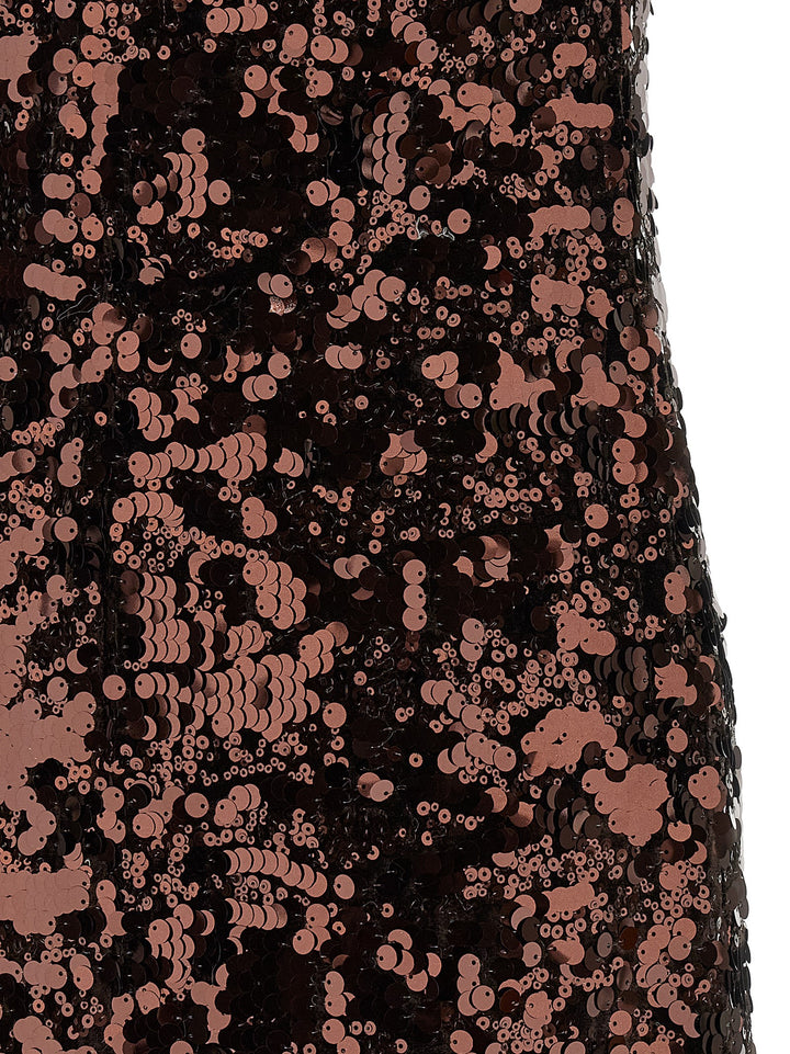 Ganni Velvet Sequins Straight Midi Dress - Brown Ganni Velvet Sequins Straight Midi Dress - Brown