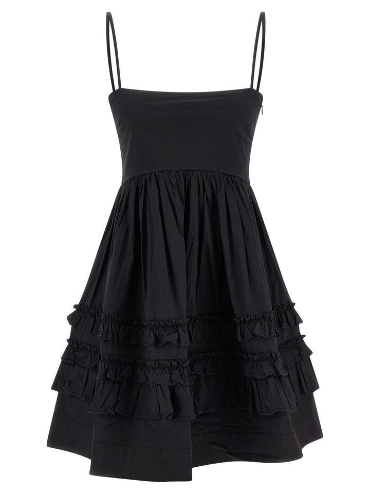 Ganni Black Mini Frill Dresses - Black | 158a0b1dc1b6669a396797cd64d5bbf89975e38d