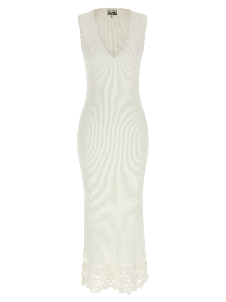 Ganni Cotton Crochet Dresses - White | 638ffbe2870cd433e70f62d3a4f835c3f41922a4